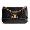 Monaco BB Logo Magnetic Flip Metal Accessories Textured Calfskin Tote Shoulder Bag Mini Women Handbags Black 7929772AAR81000