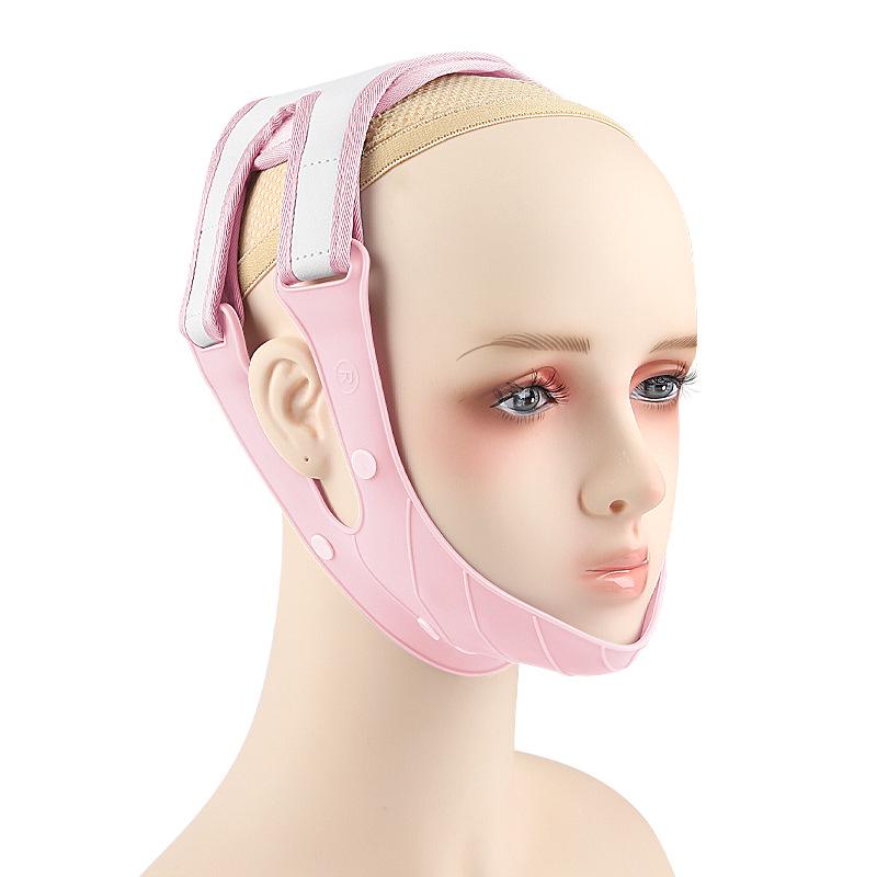 Adjustable Silicone Compression Face Mask Strap with Velcro, Non-Slip Double Chin Lifting Bandage with Massage Protrusion