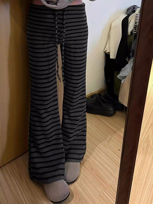 High-Waist Casual Gestreifte Slim-Fit Micro-Flare Hose für Damen - Herbst/Winter Stil