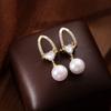 Light Luxury Exquisite Elegant Pearl Pendant Earrings With Diamond Design Studs Women'S Premium French Earrings