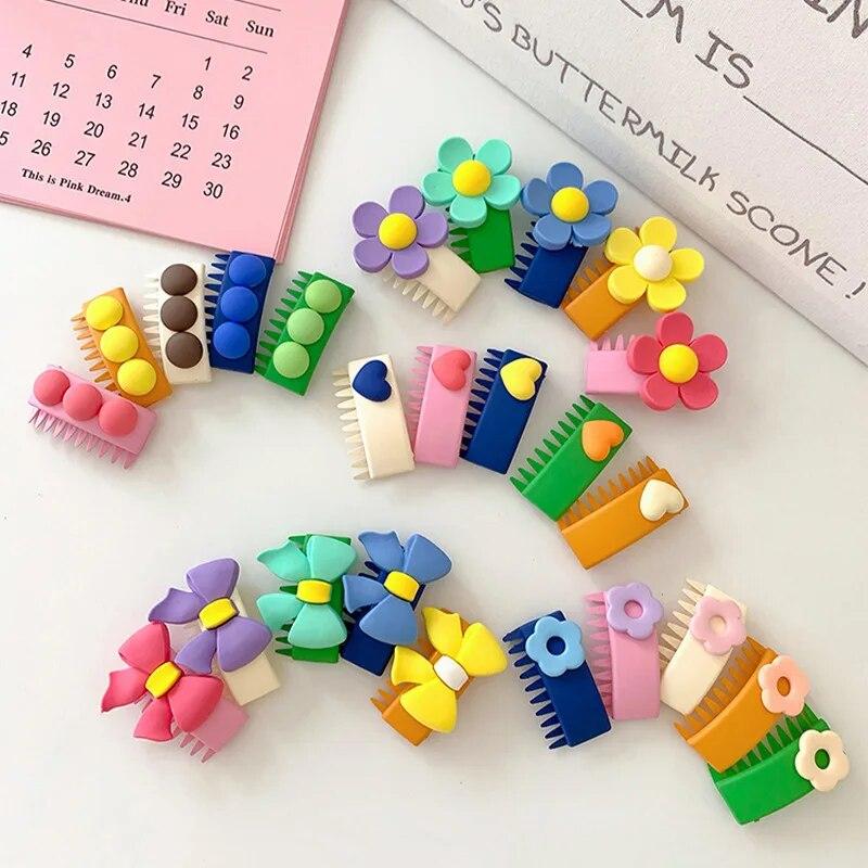 5Pcs Sets Kinder Haar Zubehör Mode Blume Liebe Haar Clips Süße Kleine Bogen Haar Kamm Haarnadel Für Baby barrettes Kopfbedeckung