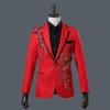 Male Singer Nightclub Stage Costumes Host Bar Dress Three-dimensional Bilateral Inlaid Flowers and Diamonds Suits