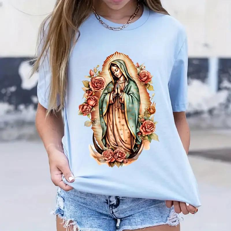 Damen Weihnachts-Rundhals-Kurzarm-Top - Europäischer und Amerikanischer Stil