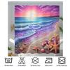 Purple Sunrise Beach Shower Curtain Coastal Shell Shower Curtain Suitable For Bathroom Waterproof Fabric Bathroom Curtain With Hook