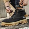 Fashion Vintage Men Pu Leather Boots Autumn Winter Waterproof Comfortable High Top Boot High Quality Wear-resistant Warm Casual Sneakers