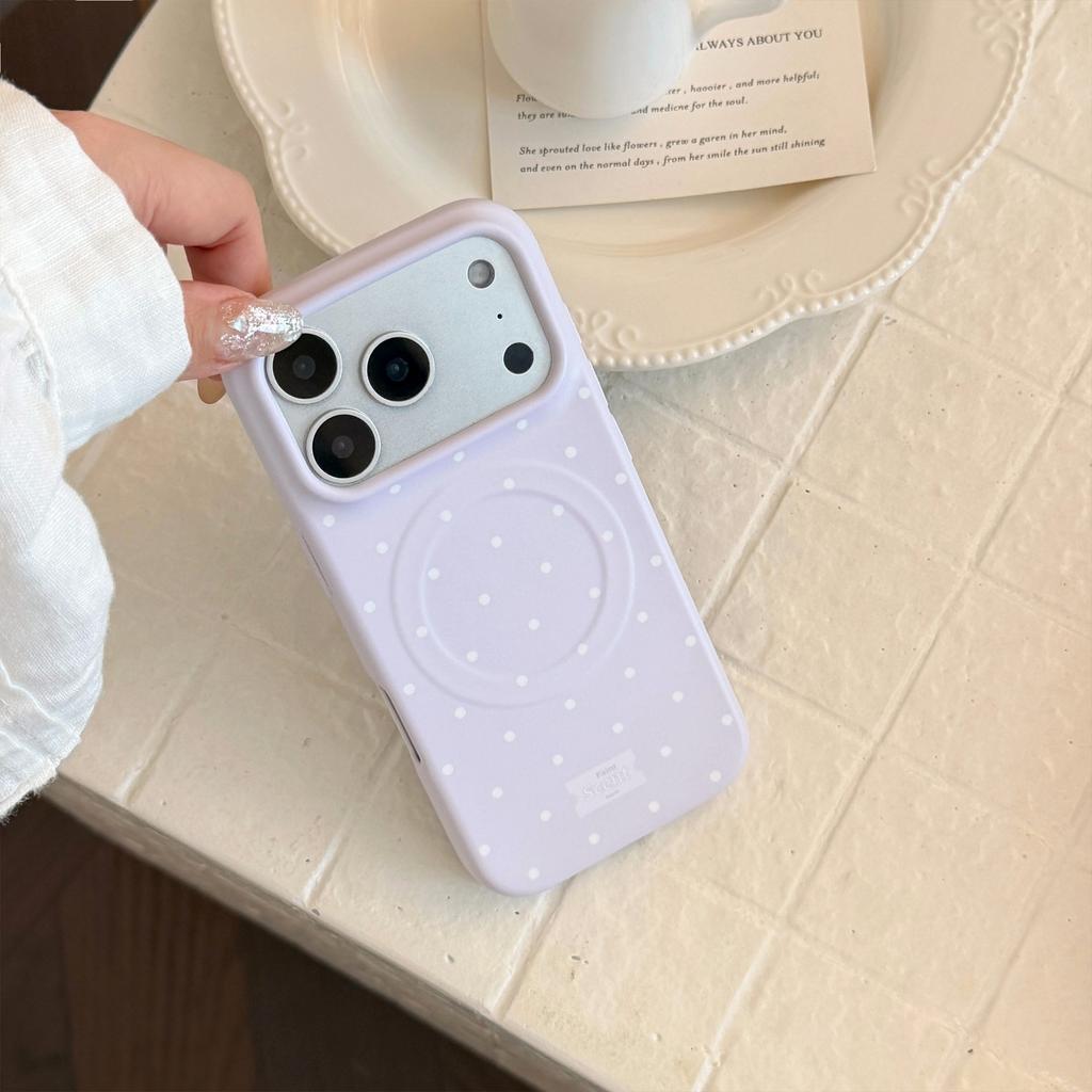 Korean Small Polka Dots Are Suitable for iPhone17pm Apple 16 Mobile Phone Case 14 Matte 15 Film Anti-drop 17 Soft Magnetic Attraction