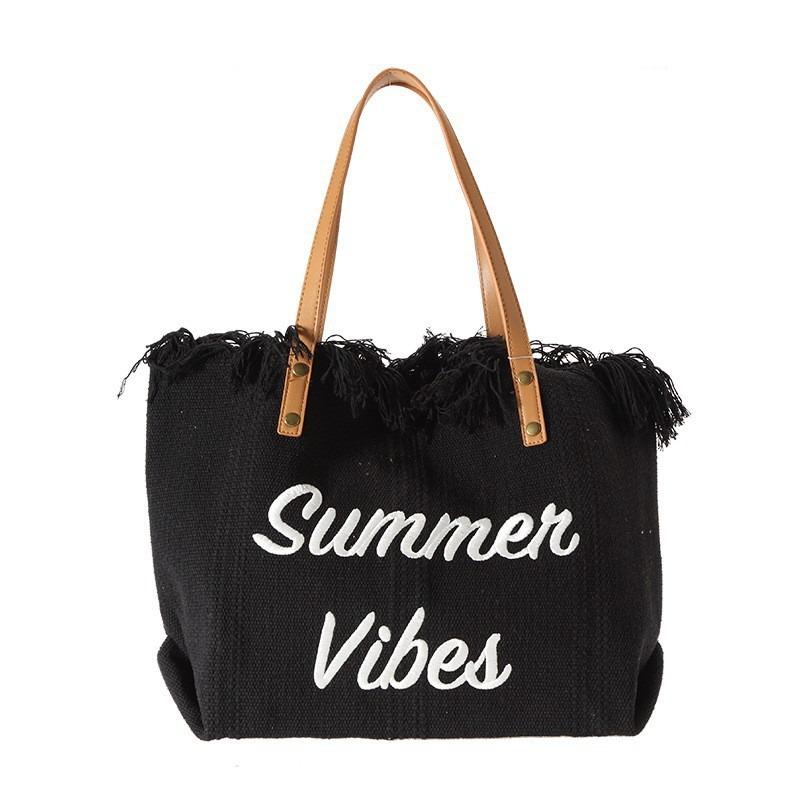 2025 New Beach Bag Travel Tote Large Bag Fashion Simple Tassel Bag Mommy Bag Large Capacity Shoulder Bag Trendy