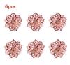6Pcs Rose Flower Napkin Holder Floral Rhinestone Napkins Rings for Wedding Mother's Day Party Dinner Table Decor Party Supplies