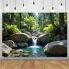 Forest Waterfall Wonderland Backdrop Supplies Rainforest Natural Scenery Background Banner Wall Party Decor Photography Props