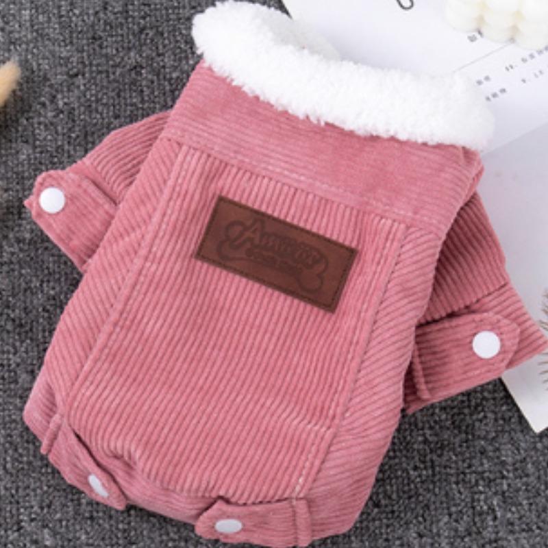 Pet Dog Clothes Dog Jacket Fleece Lining Extra Warm Coat Cat Jacket Dog Denim Jacket Dog Coat Puff Winter Thickening Corduroy Clothes Teddy