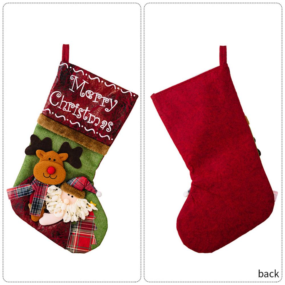 Christmas Stocking 3D Embroidered Design Large Gift Bag Xmas Sock for Children Holiday Decoration