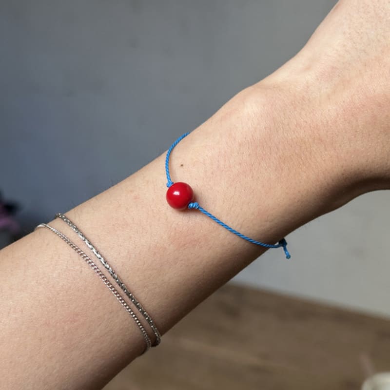 OURPIERRE RED BALL ROPE BRACELET