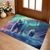 Polar Bear With Northern Lights Floor Mat Cozy Flannel Soft Thick Non-Slip Mat For Living Room Bedroom Kitchen Decor Rugs
