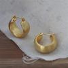 PONYKISS Boucles d'oreilles créoles rondes brossées en argent sterling 18 carats pour femmes Vintage Fines Accessoires Personnalité