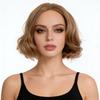 Women Synthetic Short Golden Brown Fluffy Hair Natural Wave Blonde Wigs For Daily Cosplay Heat Resistant Fiber