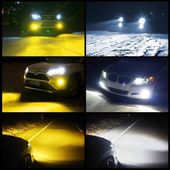 H11 H9 H8 LED Fog Light Kit Bulbs Switchback Dual Color Yellow 6000K White EXV