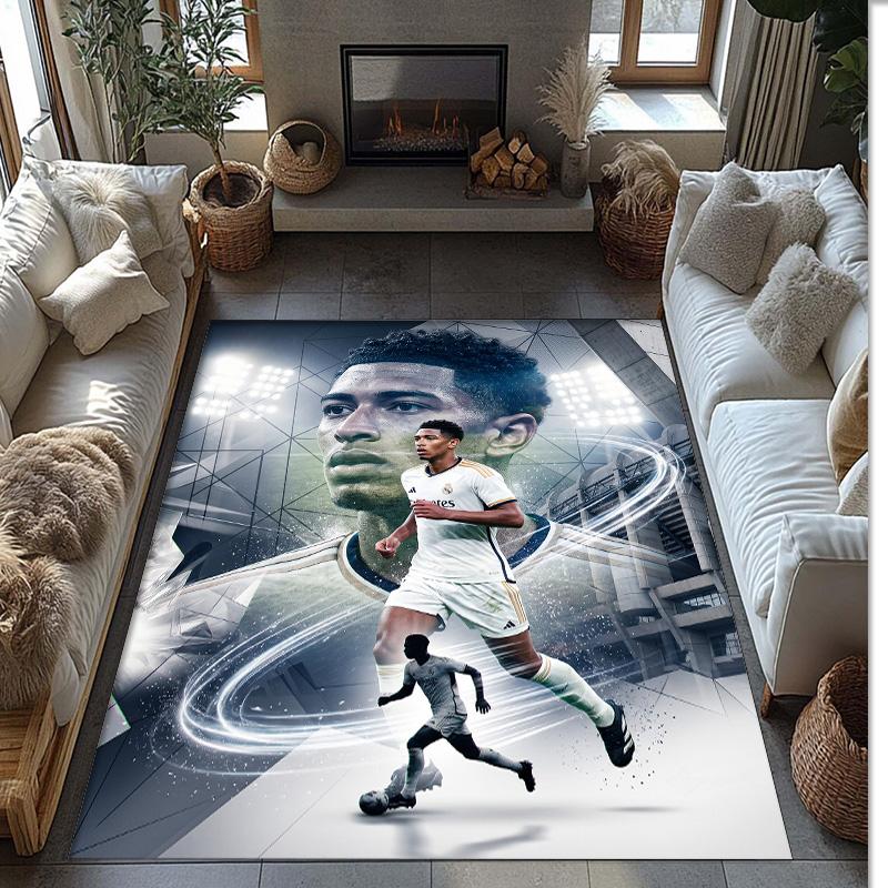 Tappeto Morbido per Area con Motivo Calcio Jude Bellingham Antiscivolo Tappeto per Pavimento Interno Tappetino Decorazione Sportiva per Camera da Letto