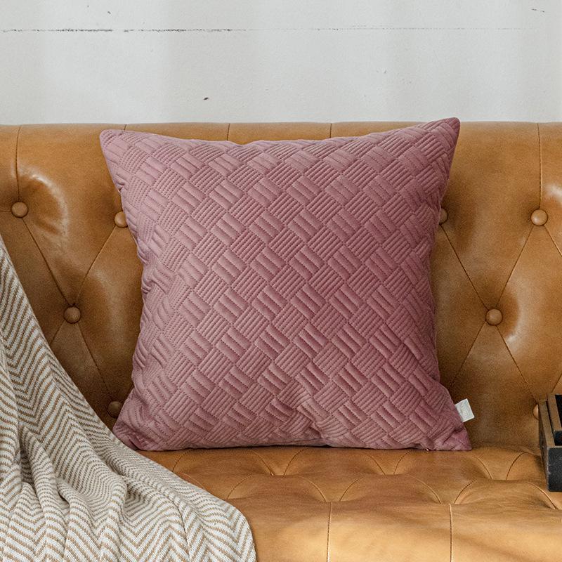 Ultrasonic Solid Color Pillow, Velvet Pillow Cover, Fabric Solid Color Household Products, Nordic Multi-color Sofa Cushion
