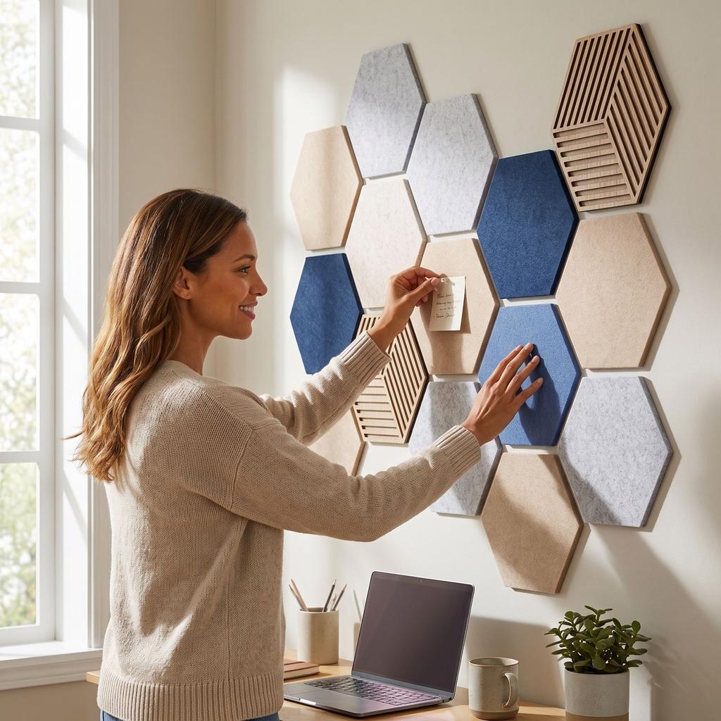 10 Pack Hexagonal Acoustic Panels, High Density Self-Adhesive Wall Panels for Noise Reduction and Decoration