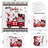 Likiyol Valentines Day Shower Curtain Sets with Rugs, Red Truck Gnome Valentines Bathroom Sets with Shower Curtain and Rugs, Buffalo Plaid Love Heart