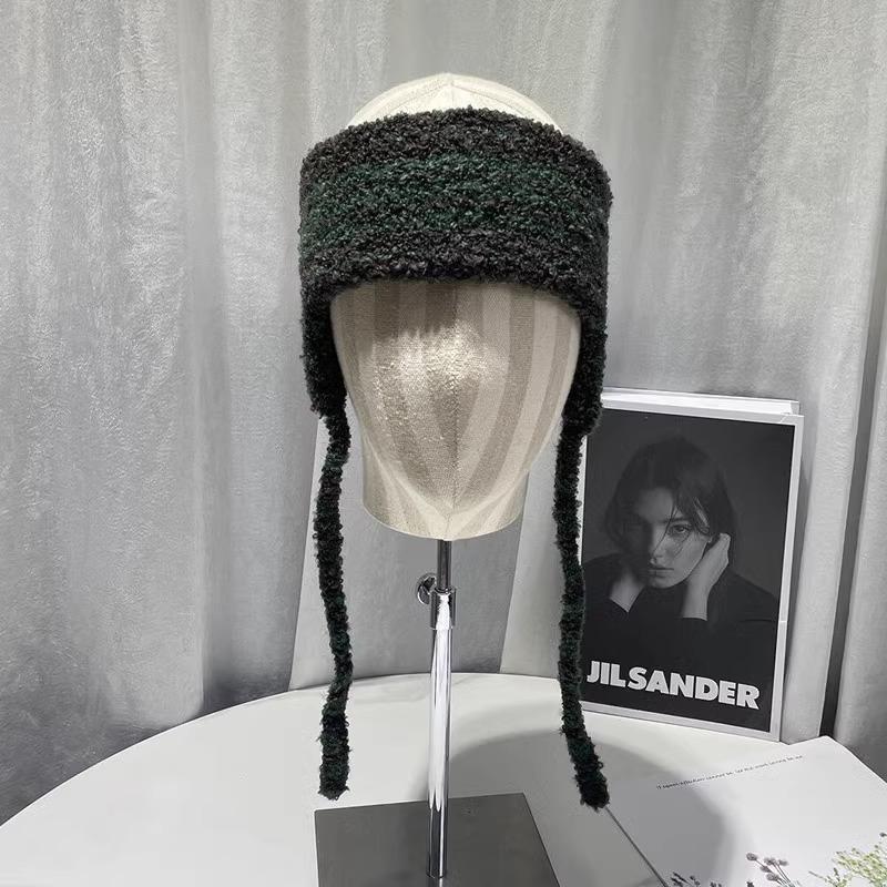 Japanese Hand knitted Thick Wool Wool Hat Autumn and Winter Riding Ear Protection Bag Head Hat Lei Feng Hat Knitted Hat Trendy and Cool