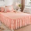 1pc Bed Skirt +2pcs Pillowcase King Queen Size Soft Sanding Fabric Bed Skirt Princess Romance Bedspread