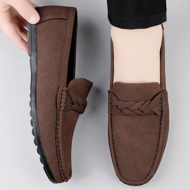 Fashion Men's Suede Loafers Casual Slip-On Comfortable Men Outdoor Flat Breathable Non-Slip Driving Shoes Classic Men Shoes for Wedding