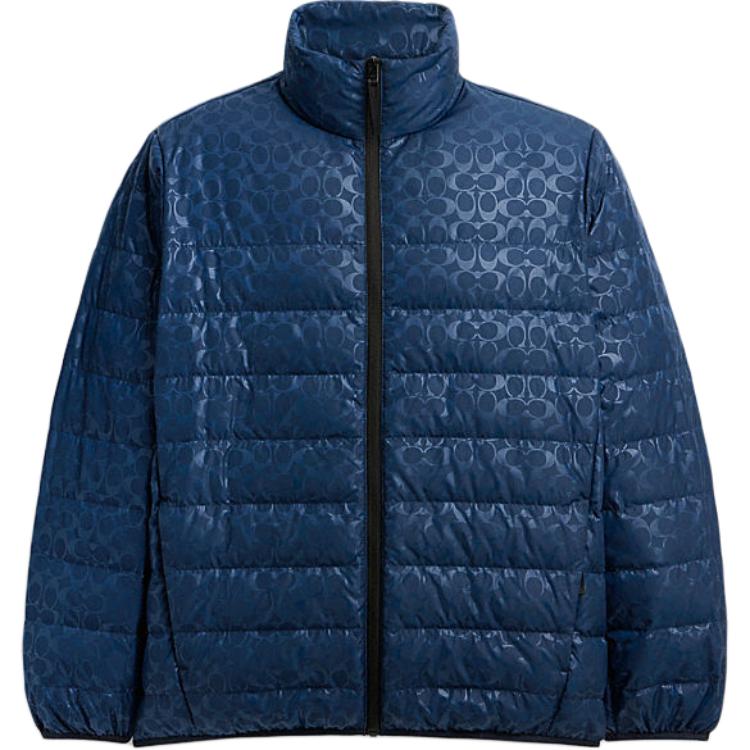 

Coach FW24 Logo All Over Print Stand Collar Zip Long Sleeve Down Jacket Men Outerwear Blue CT730-WAE L