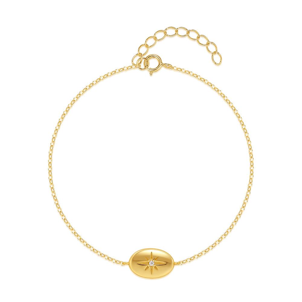 Simple S925 Sterling Silver Daily Wear Octagonal Star Diamond Round Bracelet Women'S Versatile Jewelry