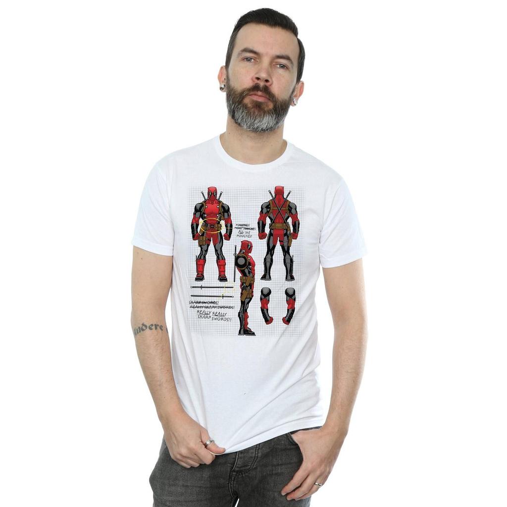 Marvel Mens Deadpool Action Figure Plans T-Shirt