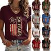 Women's Casual V Neck Short Sleeve Pullover T Shirt 250 Years 1776 2026 Independence Day Patriotic Print Top