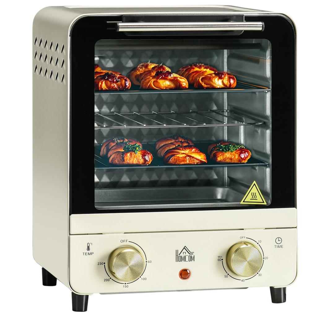 Mini Oven, 15 Litres Electric Oven and Grill with 60-230 degrees C Adjustable Temperature, 60 Minute Timer, Include Baking Tray