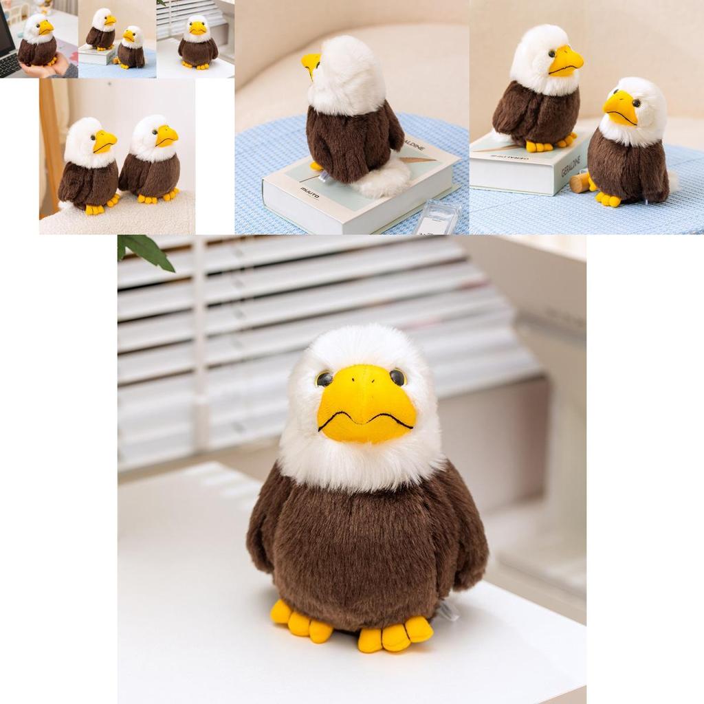 Adorable Plush White Headed Eagle Stuffed Animal Toy For Kids Soft Cuddly Doll