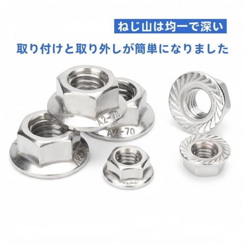 304 Stainless Steel Hex Flange Nuts, M10, 14-Pack, Serrated Flange Lock Nuts, DIN6923