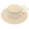 Temperament Straw Hat Female Bow Model Sun Protection Sun Hat Flat Top Hawaiian Lace Beach Hat Street Shot
