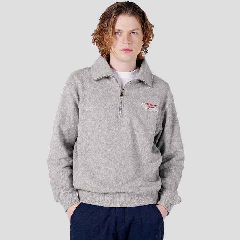 CUSTOMUS Men'S Logo Embroidered Half-Zip Sweatshirt Cxs25Fkkt918 Gry