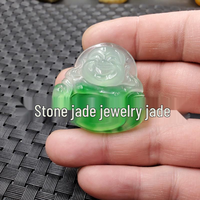 Jade Guanyin Buddha Pendant with Floating Flower Design