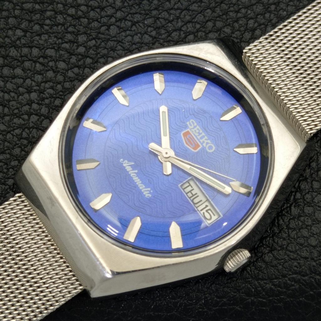 SEIKO 5 AUTOMATIC JAPAN 6309A MENS VINTAGE BLUE COLOR DIAL WATCH a701287-5 R206a-a701287