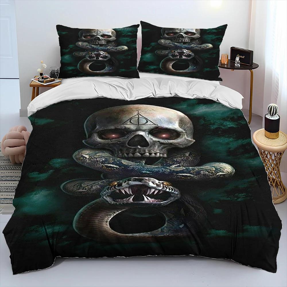 Snake Duvet Cover Set Serpent Comforter Bedding with 2 Pillowcases Comfortable and Breathable Scary Animals Style Quilt Covers