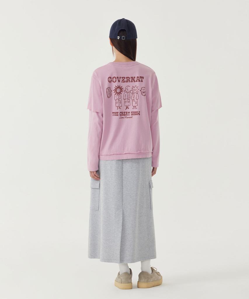 Covernat Woman Sweat Cargo Skirt Melange Gray