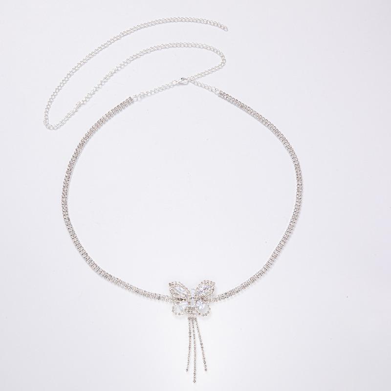 Rhinestone Light Luxury Waist Chain Full Diamond Zircon Butterfly Waist Chain Sexy Personality Butterfly Pendant Waist Body Chain