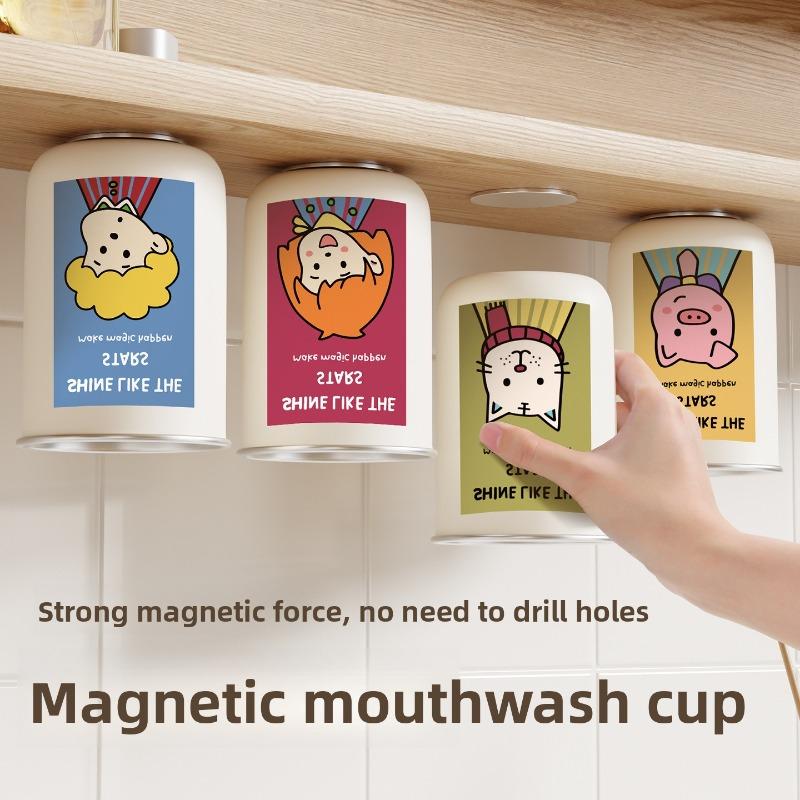 304 Stainless Steel Parent-child Mouthwash Cup, Magnetic Mouthwash Cup, Wall-mounted Desktop Toothbrush Cup