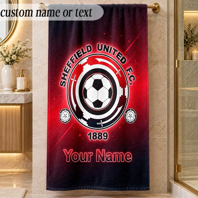 Plaj Havlusu Sheffield United FC Kişiye Özel İsim Metni Kişiselleştirilmiş Yumuşak Havlu Plaj Havuzu İç Mekan Ev Dekorasyonu Hediye
