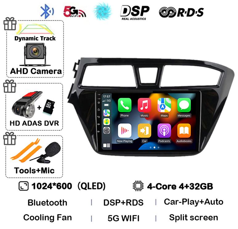 Android 14 Carplay Auto WIFI+4G For Hyundai I20 LHD 2015 2016 2017 2018 Car Radio Car Multimedia Player Stereo GPS NO 2 Din DVD