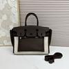 Fubao Leather Contrasting Color Splicing Eversion Retro Commuter Handbag Messenger Bag Women's Bag Single Shoulder