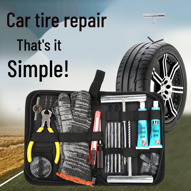 Electric & Motorcycle Vacuum Tire Repair Tool Set with Tendon Strips