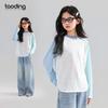 Taochang Girl's Striped Colorblock Long Sleeve T-Shirt
