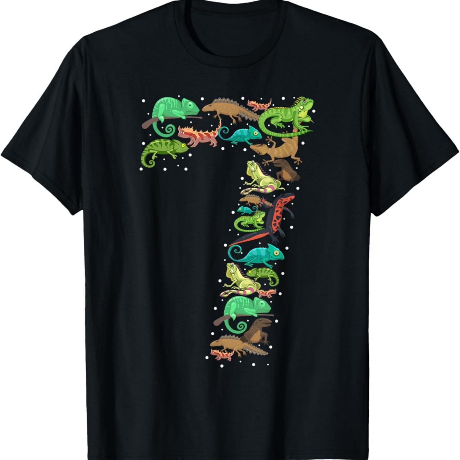 Kids 7th Birthday Reptiles Lizards Themed 7 Year Old Boys T-Shirt XXXXXL разноцветный
