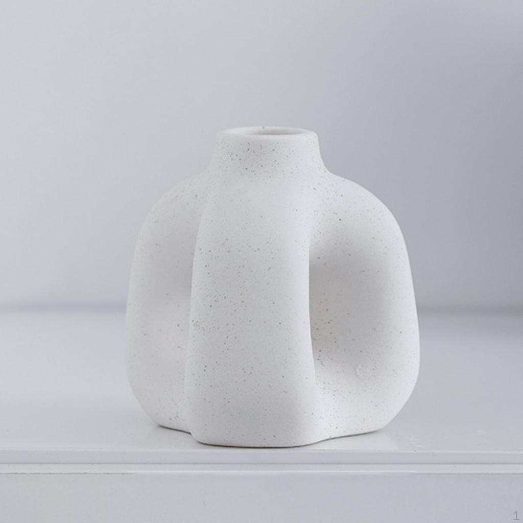 Minimalism White Color Ceramic Vase Table Centerpiece Art Flower for Dining Room Wedding Decor