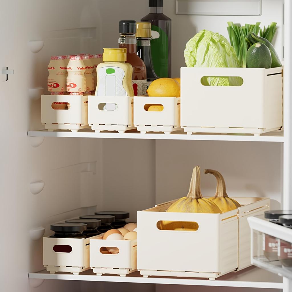 Modern Plastic Telescopic Storage Box, Open-Top Organizer with Multiple Compartments, Ideal for Closet, Kitchen, Desk - White